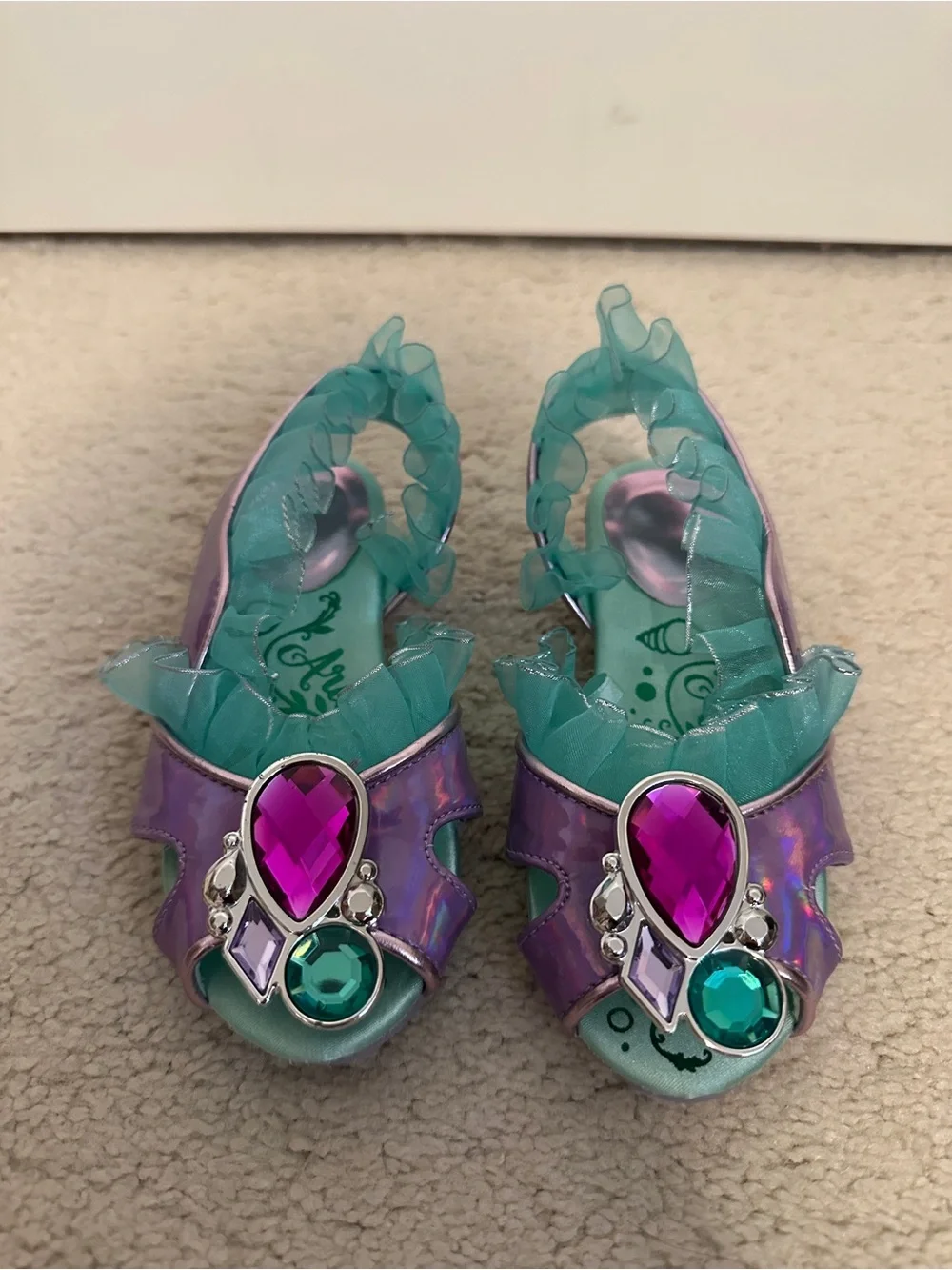 Disney Princess Girls Purple and Teal Gem-Accent Dress Shoes Size 9/10
